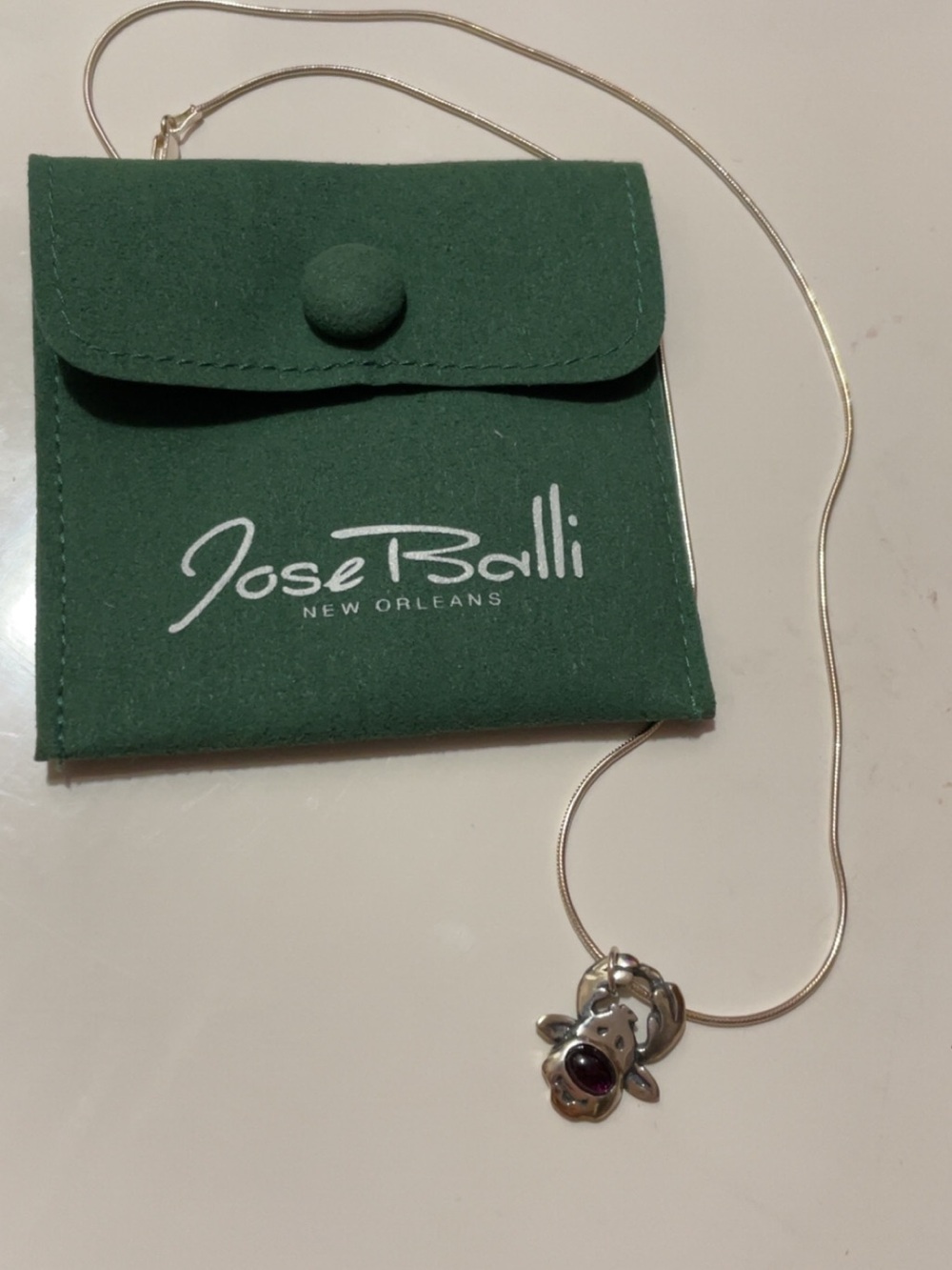 Jose Balli Silver Necklace Rudolph with Red Stone Pendant - Picture 2 of 2
